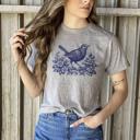  Whimsical Vintage Bird With Florals - Soft T-Shirt
