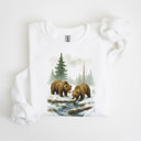  Two Grizzly Bears Winter WaterColor Designs - Comfy Drop Shoulder Sweatshirt