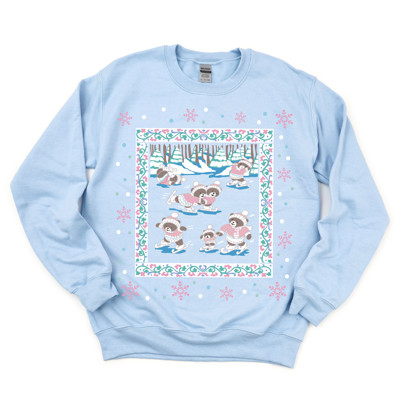 Vintage Retro Ice Skating 1980s Style Christmas Winter Bears - Sweatshirt (Crewneck)  Poly-Cotton Colors (Unisex)  Gildan