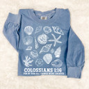  For By Him All Things Were Created - Seashells Beachy Christian Bible Scripture - T-Shirt (Crewneck)  100 Cotton Heavyweight Tee (Unisex)  Comfort Colors, S