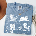  Adorable Cat Kitten Silhouettes - Soft Wash Comfort Color T-Shirt