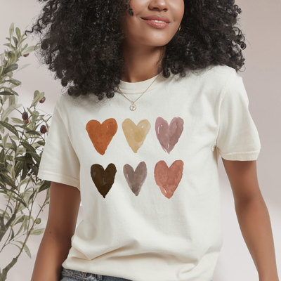 Watercolor Earth-Tone Hearts (Six Hearts) - T-Shirt, Sweatshirt, or Longsleeve