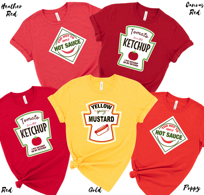 Condiments Halloween Costume Tees for Teams, Teachers, Staff, Parents