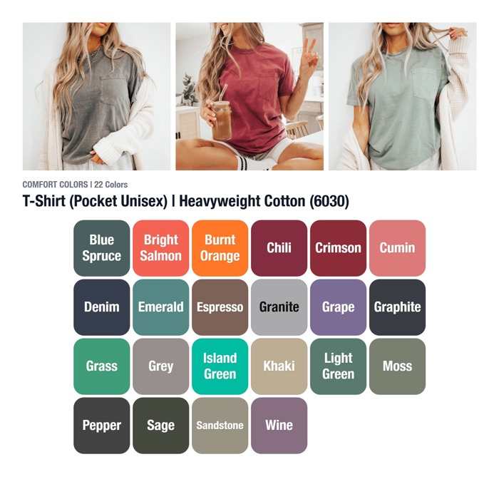 Happy Halloween Fall Harvest Ghosts & Bats - Pocket Tee Soft Washed Heavyweight (Unisex) Comfort Colors