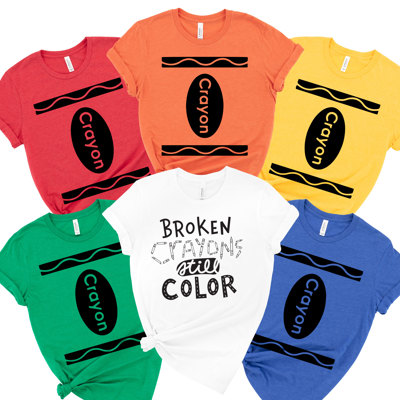 Coloring Crayon Costume Team Teacher Parent Staff T-Shirts