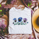  Whimsical Spring Summer Pansies Floral Botanical Print - Extra Soft Bella Canvas