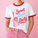  Sweet Land Of Liberty Patriotic Fourth Of July 4th Statue of Liberty - T-Shirt (Ringer) Unisex Fine Jersey