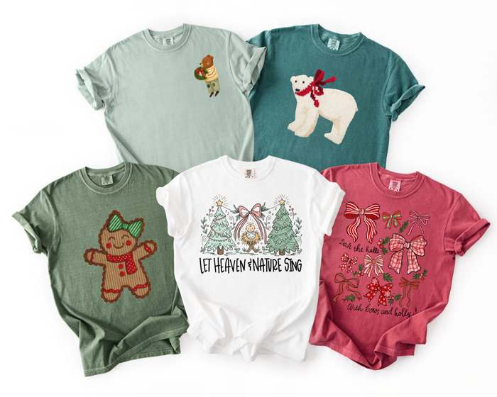 Cutsie Christmas Cheer T-Shirts - Soft Washed 100% Cotton Goodness That Feels Amazing!