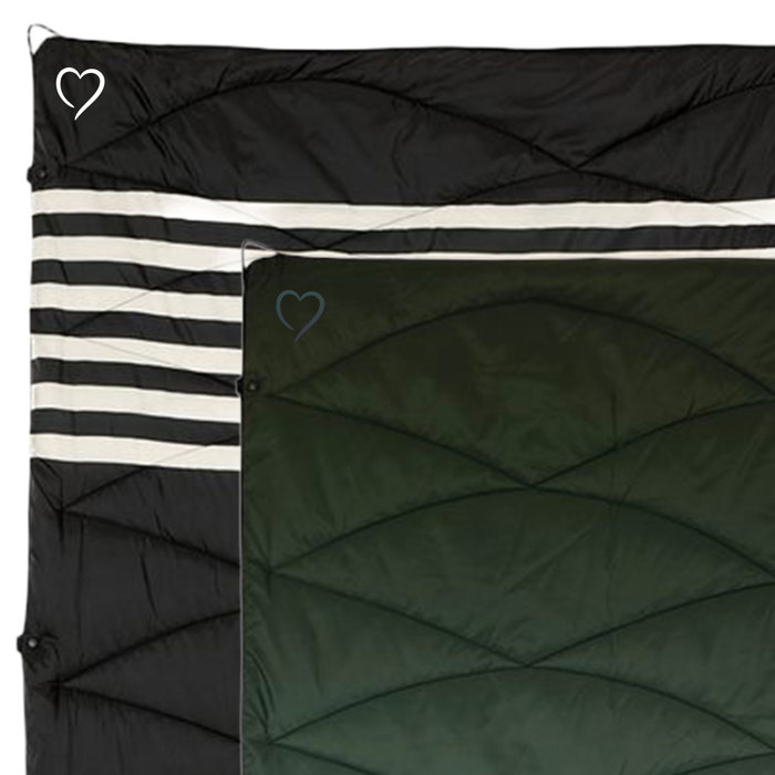 Packable Cozy Outdoor Puffer Blanket with Printed Corner Heart