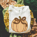  Seersucker Cheetah Print Striped Faux Fabric Pumpkin with Rick Rack Detailing Perfect For Fall - T-Shirt (Crewneck)  100 Cotton Solid Colors Jersey Tee (Uni