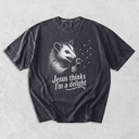  Jesus Thinks Im A Delight Possum Dandelion - Comfy T-Shirt Options (Main Image - Comfort Colors - Pepper)