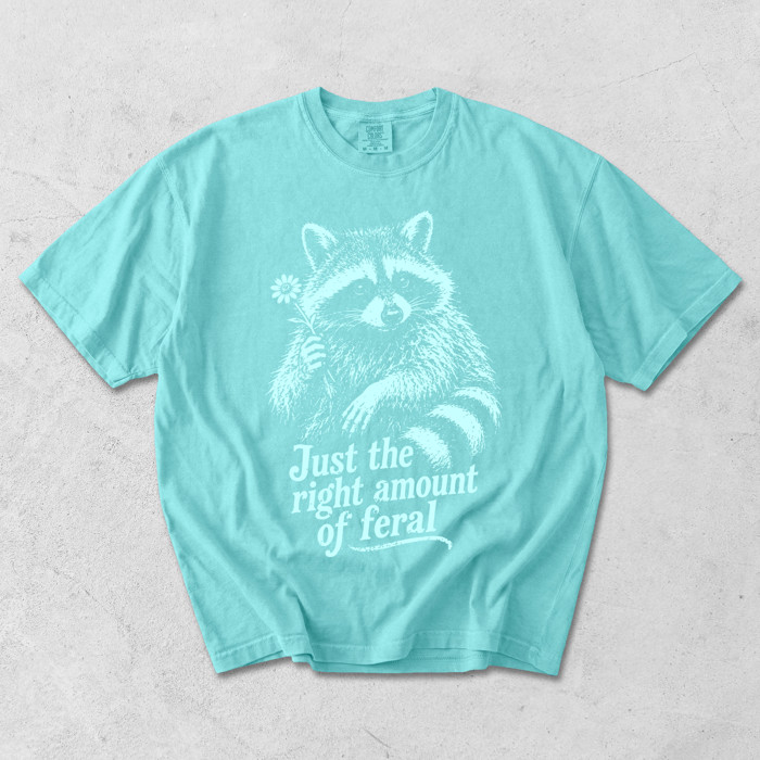 Just The RIght Amount of Feral - Dandelion Raccoon - T-Shirt, Sweatshirt Selection (Main Image - Comfort Colors - Brick)