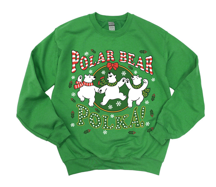Vintage Retro Style Polar Bear Polka Christmas Bears - Comfy Drop Shoulder Sweatshirt