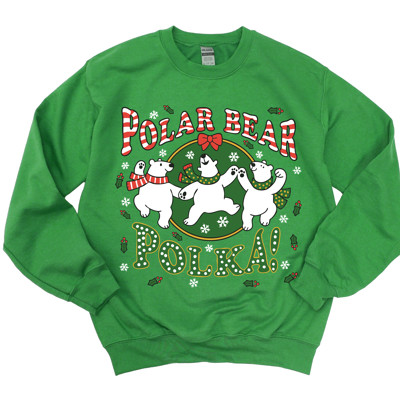 Vintage Retro Style Polar Bear Polka Christmas Bears - Comfy Drop Shoulder Sweatshirt