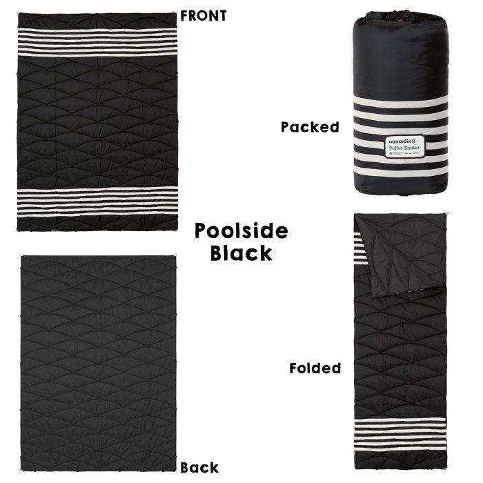 Packable Cozy Outdoor Puffer Blanket with Printed Corner Heart
