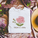  From The 1900s Faux (Printed, not real fabric or cross stitch)  Cross Stitched Pattern of a Vintage Rose - Soft Longer Length Bella Canvas
