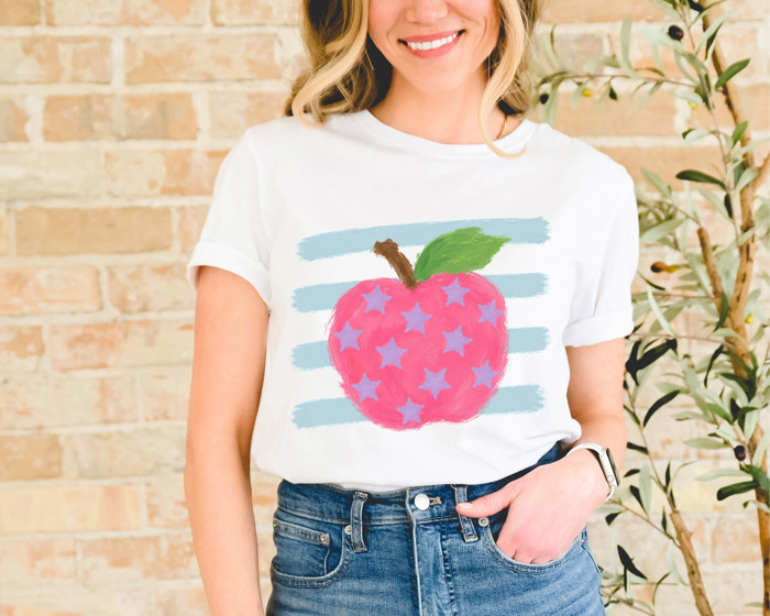 Abstract Back To School Apple For Teachers and Students - Choose T-Shirt Or Sweatshirt