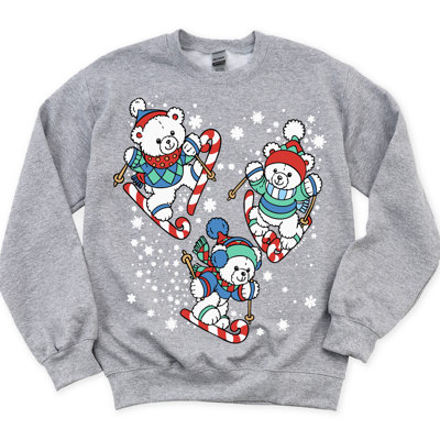 Vintage Style Skiing Teddies - Back to the 80s Christmas Design - Vintage Style Drop Shoulder Sweatshirt