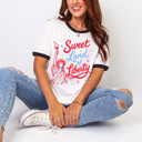  Sweet Land Of Liberty Patriotic Fourth Of July 4th Statue of Liberty - T-Shirt (Ringer) Unisex Fine Jersey