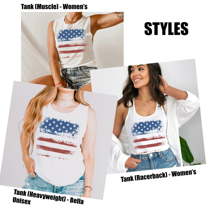 Tanktops & T-Shirts - USA Patriotic Grunge Flag Fourth of July American Ultra