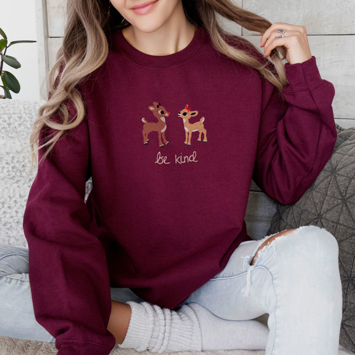 Adorable Be Kind Reindeer Rudolph Christmas Sweatshirt