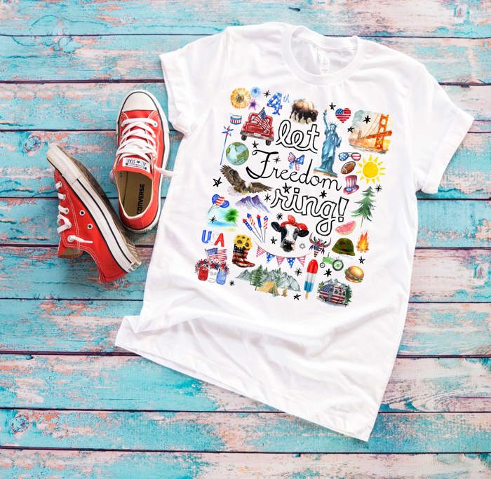 Let Freedom Ring Patriotic American Flag 4th of July Its The Little Things Unisex Heavyweight Comfort Tee