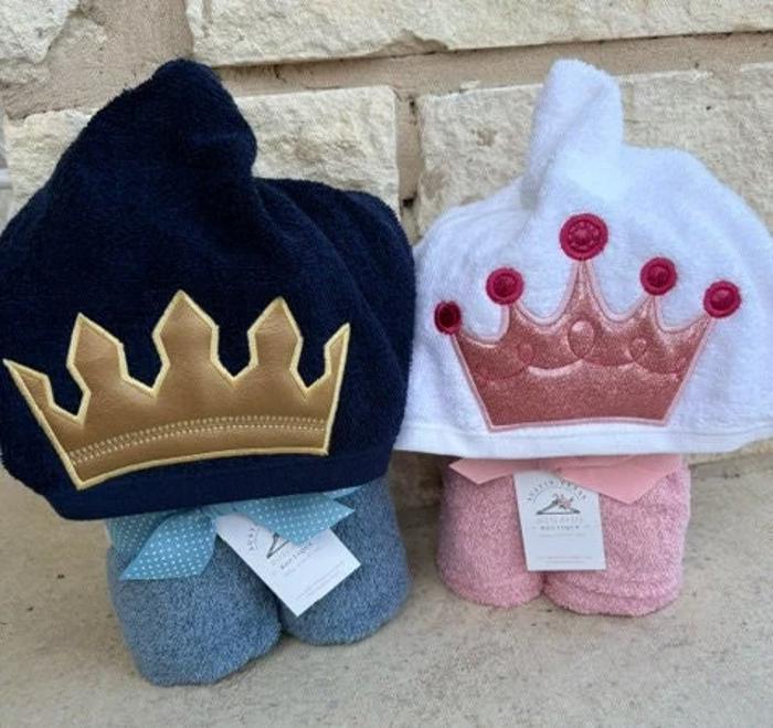 Prince and Princess Crown Hooded Bath Towel