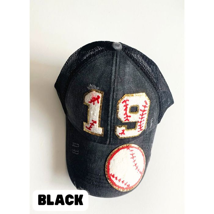 Personalized Baseball Mom Ponytail Hat, Custom Player Number