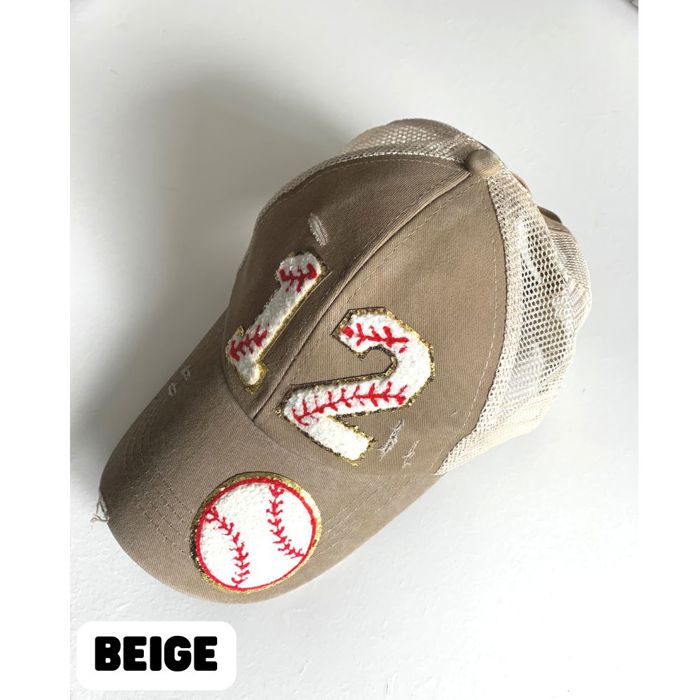 Personalized Baseball Mom Ponytail Hat, Custom Player Number