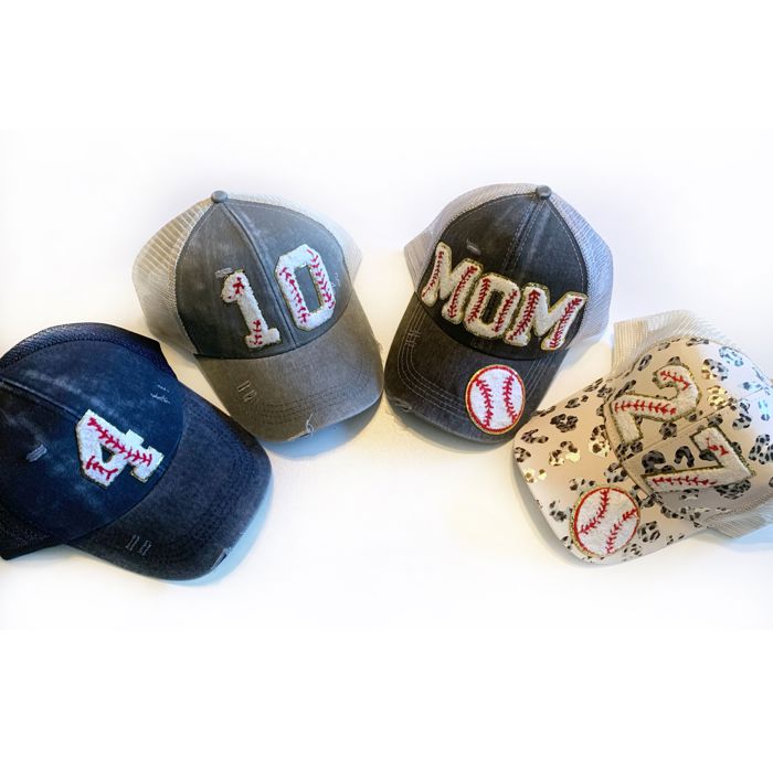 Personalized Baseball Mom Ponytail Hat, Custom Player Number