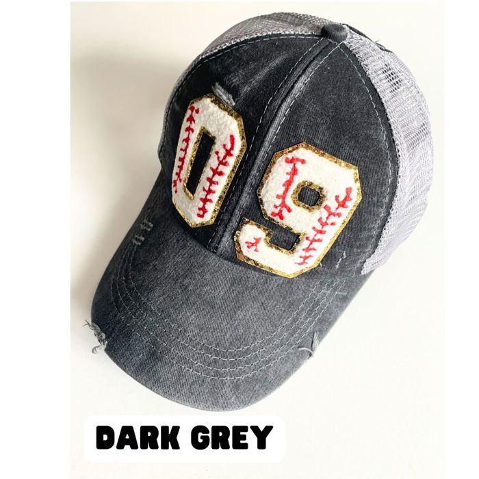 Personalized Baseball Mom Ponytail Hat, Custom Player Number