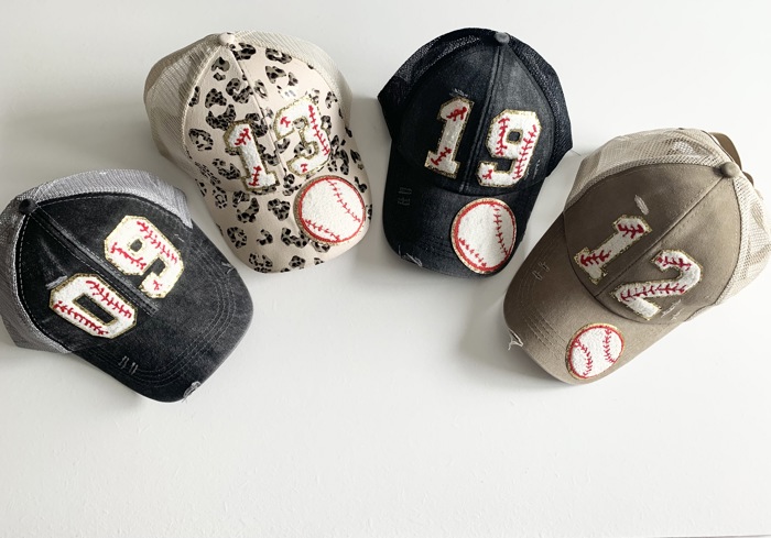 Personalized Baseball Mom Ponytail Hat, Custom Player Number
