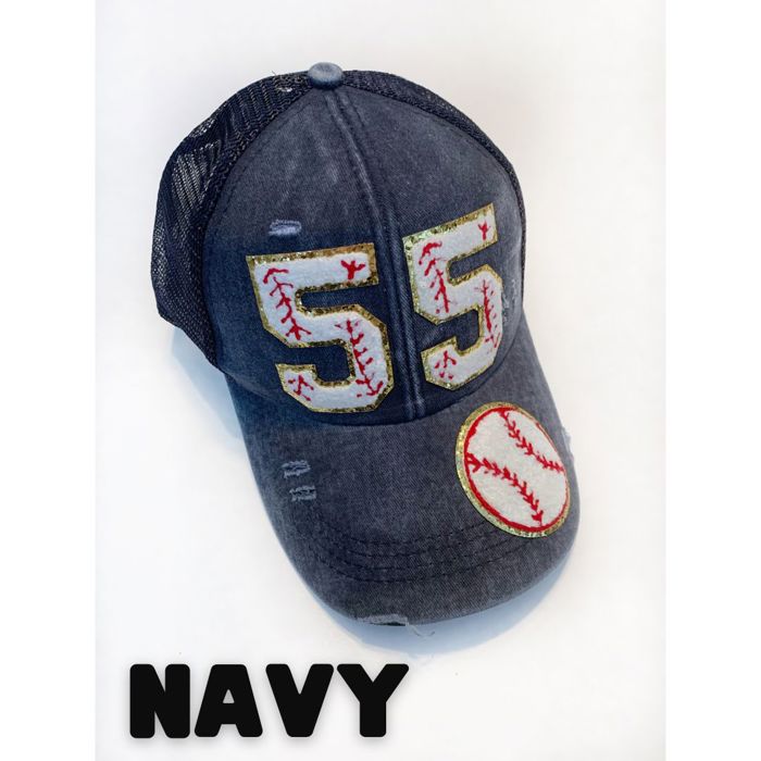 Personalized Baseball Mom Ponytail Hat, Custom Player Number