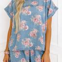  Denim Detail Floral 2pcs Set | S-XL