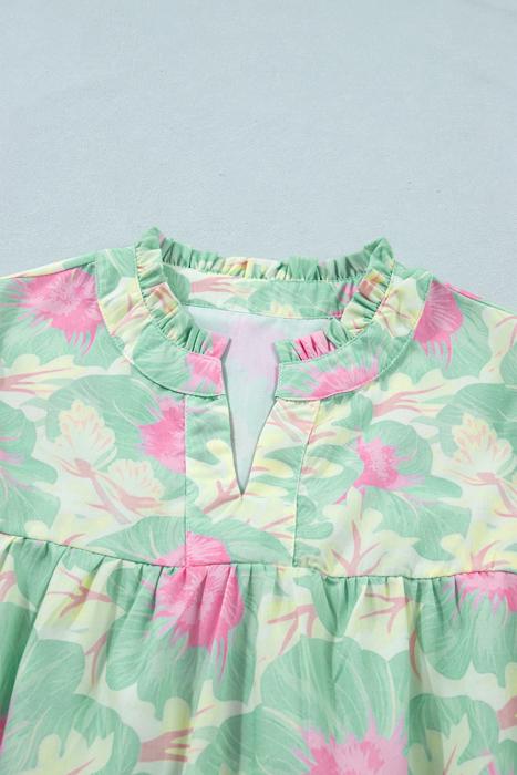 Floral Grace Bubble Sleeve Blouse | S-XL