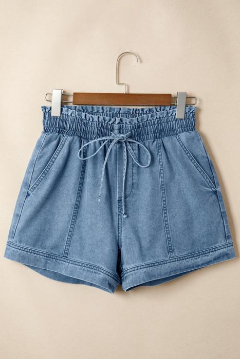 Smocked Waist Denim Shorts | S-XL