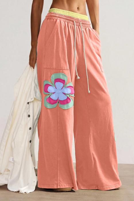 Floral Drawstring Waist Wide Leg Pants | S-XL