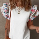  Textured Knit Abstract Print Tiered Sleeve Top | S-XL