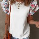  Textured Knit Abstract Print Tiered Sleeve Top | S-XL