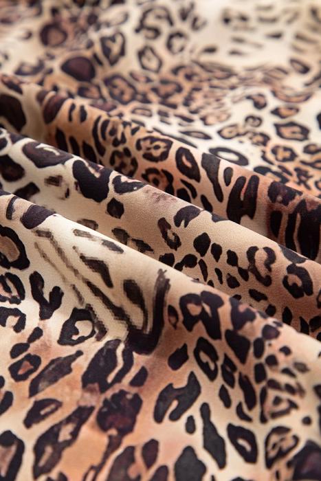 Leopard Print Ruffled Long Sleeve Mini Dress | S-XL