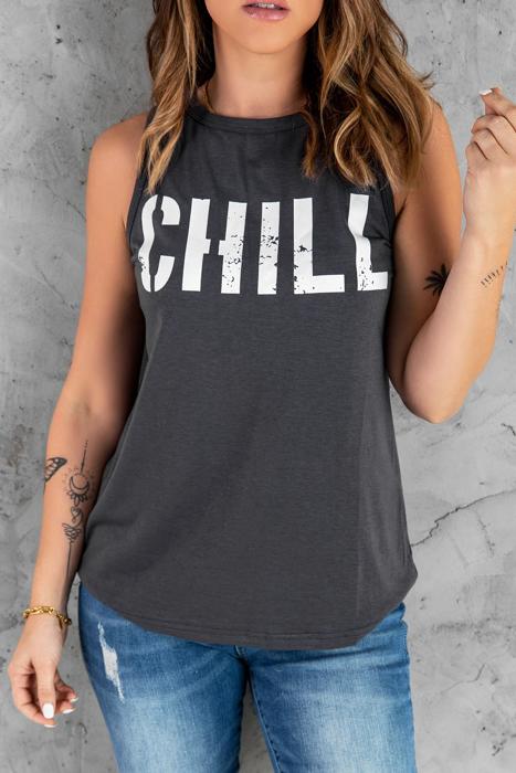 CHILL Letter Print Summer Tank | S-XL