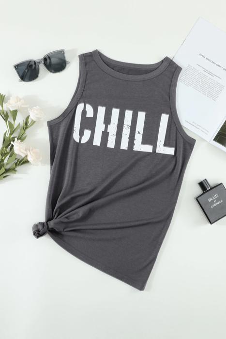 CHILL Letter Print Summer Tank | S-XL