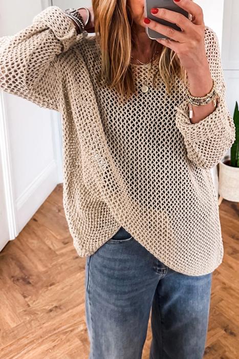 Crochet Open-Knit Sweater Top | S-XL