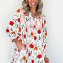  Floral Print Ricrac Trim Puff Sleeve Mini Dress | S-XL