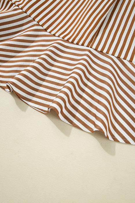 Striped Ruffle Hem Collared Mini Dress | S-XL