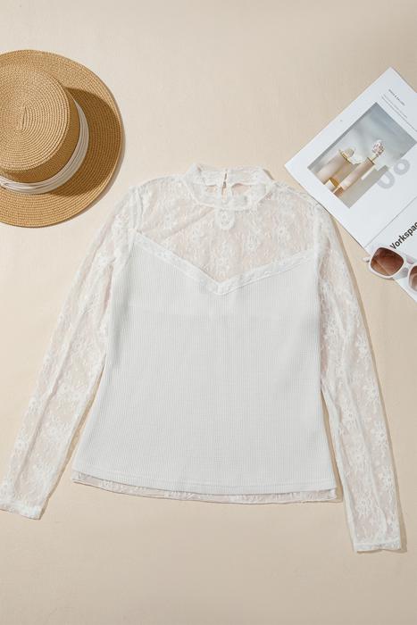 Floral Lace Mesh Long Sleeve Top | S-XL