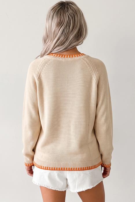 Pumpkin Embroidered Long Sleeve Sweater | S-XL