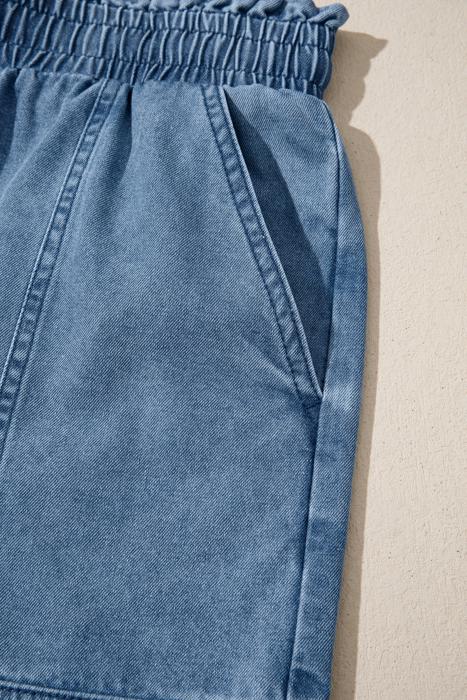 Smocked Waist Denim Shorts | S-XL