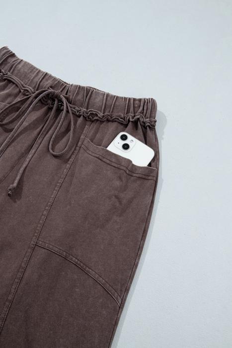 Washed Seam Drawstring Leg Flare Pants | S-XL