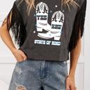  YEE HAW Boots Graphic Fringed Sleeve Tee | S-XL